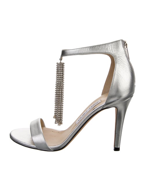 Jimmy Choo Leather Tassel Accents T-Strap Sandals