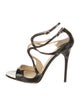 Jimmy Choo Patent Leather Leather Trim Embellishment Slingback Sandals