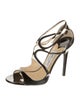 Jimmy Choo Patent Leather Leather Trim Embellishment Slingback Sandals