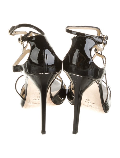 Jimmy Choo Patent Leather Leather Trim Embellishment Slingback Sandals