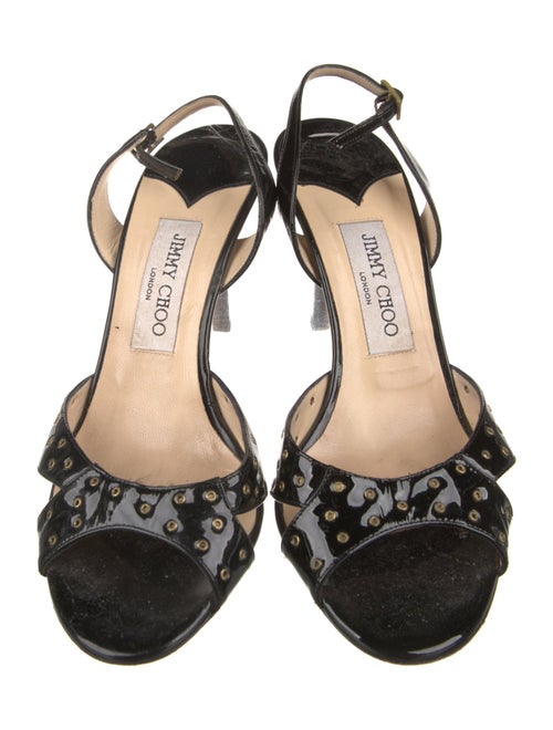 Jimmy Choo Patent Leather Lasercut Accents Slingback Sandals