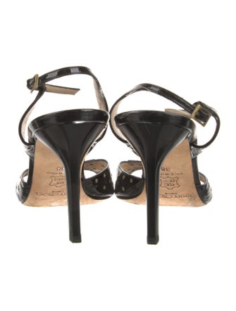Jimmy Choo Patent Leather Lasercut Accents Slingback Sandals