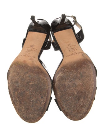 Jimmy Choo Patent Leather Lasercut Accents Slingback Sandals