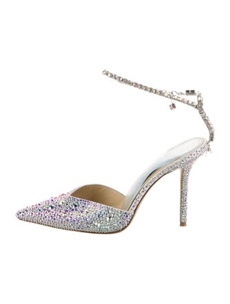 Jimmy Choo Satin Crystal Embellishments D'Orsay Pumps