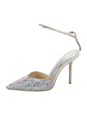 Jimmy Choo Satin Crystal Embellishments D'Orsay Pumps