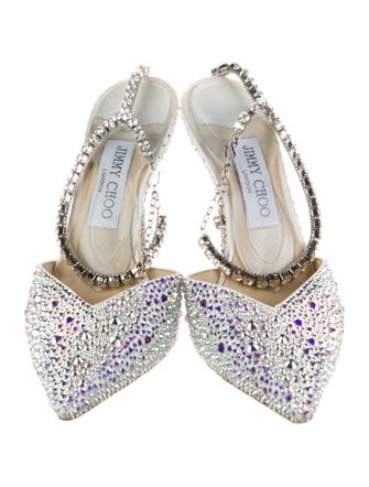 Jimmy Choo Satin Crystal Embellishments D'Orsay Pumps