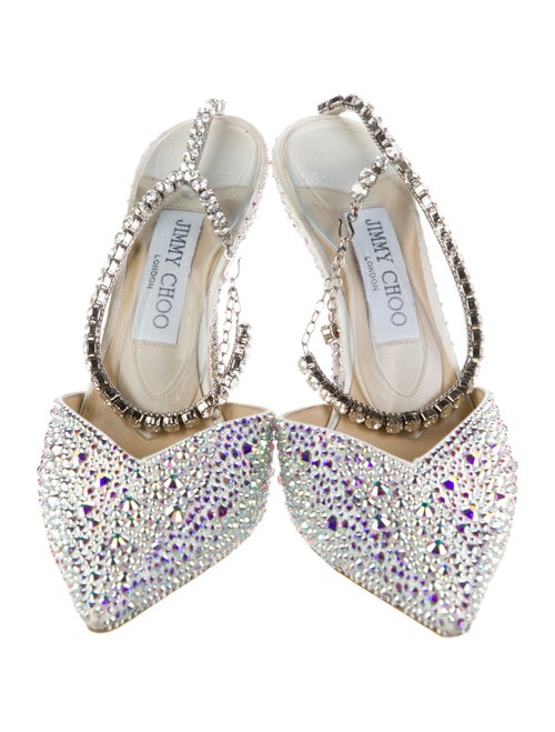 Jimmy Choo Satin Crystal Embellishments D'Orsay Pumps