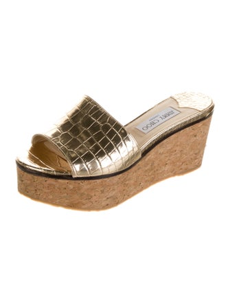Jimmy Choo Embossed Leather Slides
