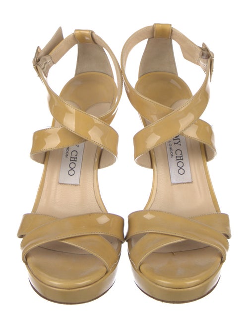 Jimmy Choo Patent Leather Leather Trim Embellishment Sandals