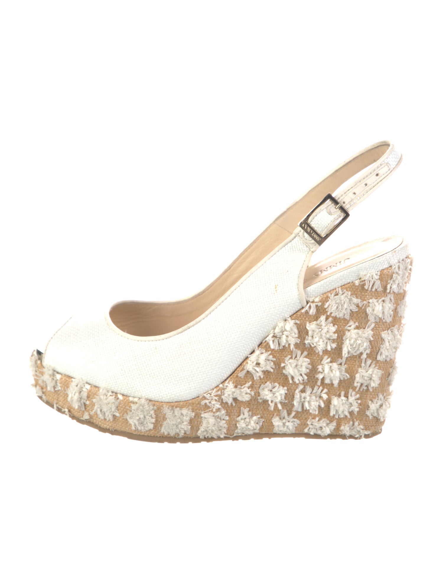 Jimmy Choo Canvas Pom-Pom Embellishments Slingback Pumps