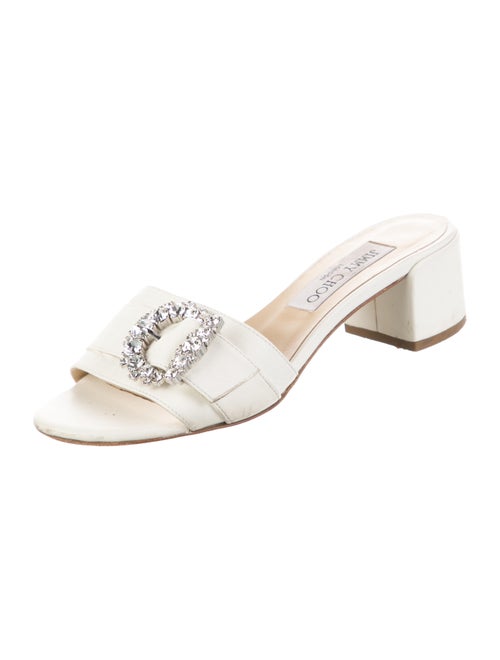 Jimmy Choo Leather Crystal Embellishments Slides