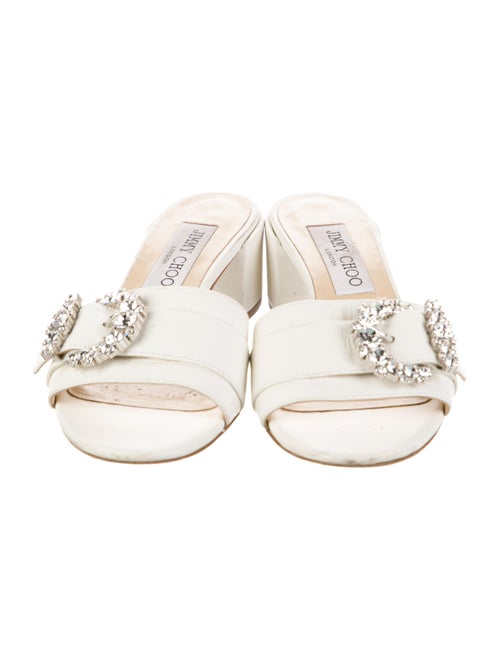 Jimmy Choo Leather Crystal Embellishments Slides