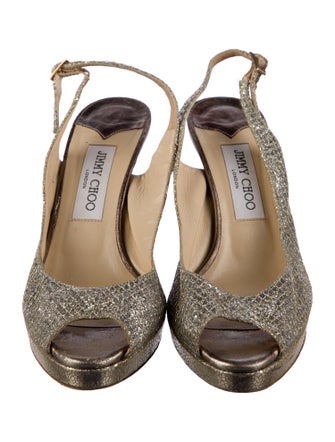 Jimmy Choo Glitter Animal Print Slingback Pumps