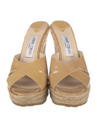 Jimmy Choo Patent Leather Leather Trim Embellishment Espadrilles