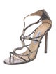 Jimmy Choo Leather Crystal Embellishments Sandals