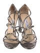Jimmy Choo Leather Crystal Embellishments Sandals