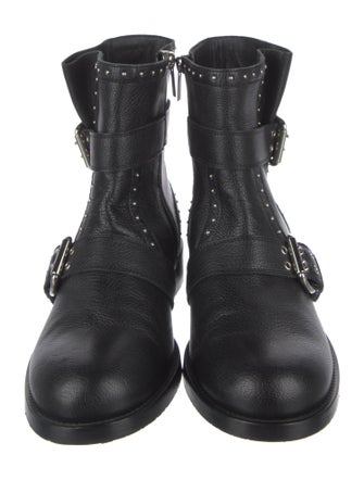 Jimmy Choo Leather Studded Accents Moto Boots