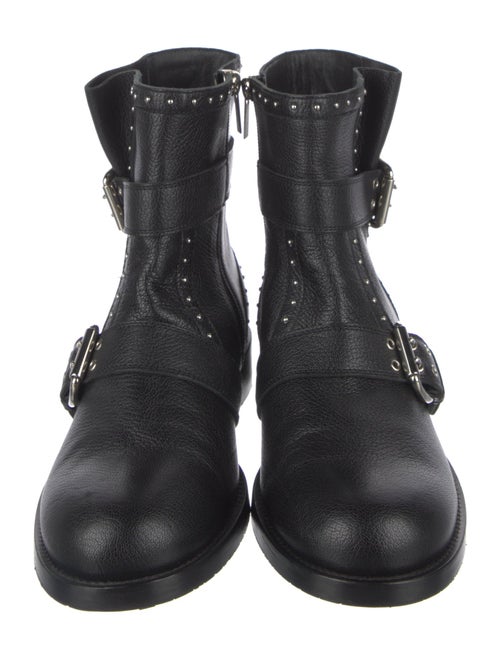 Jimmy Choo Leather Studded Accents Moto Boots