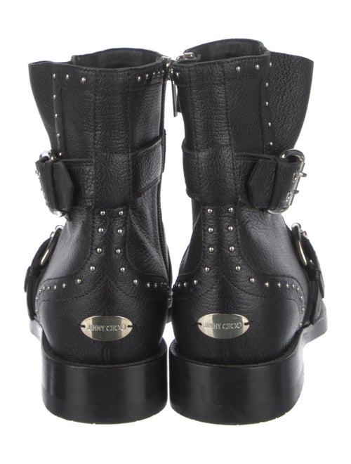 Jimmy Choo Leather Studded Accents Moto Boots