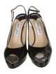 Jimmy Choo Patent Leather Leather Trim Embellishment Slingback Pumps