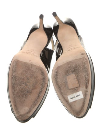 Jimmy Choo Patent Leather Leather Trim Embellishment Slingback Pumps
