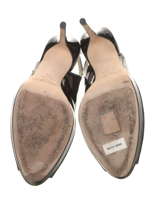 Jimmy Choo Patent Leather Leather Trim Embellishment Slingback Pumps