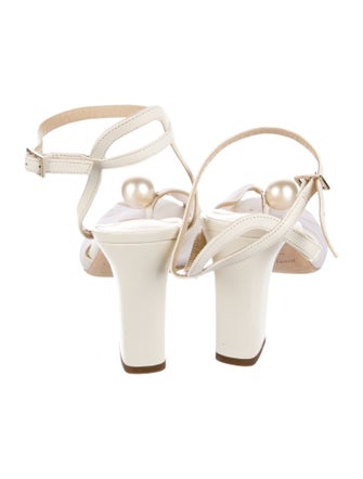 Jimmy Choo Faux Pearl Accents Leather Slingback Sandals