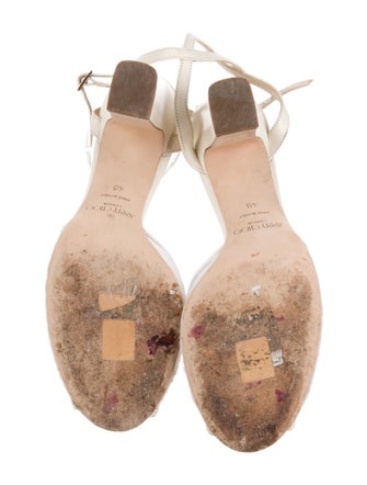 Jimmy Choo Faux Pearl Accents Leather Slingback Sandals