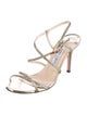 Jimmy Choo Glitter Leather Trim Embellishment Slingback Sandals