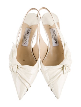 Jimmy Choo Patent Leather Bow Accents Slingback Pumps