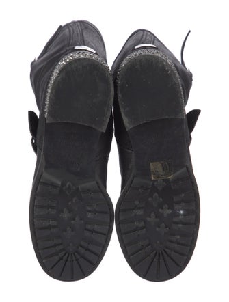 Jimmy Choo Leather Crystal Embellishments Moto Boots