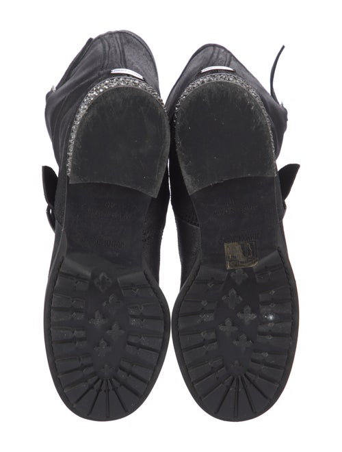 Jimmy Choo Leather Crystal Embellishments Moto Boots