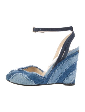 Jimmy Choo Denim Colorblock Pattern Slingback Pumps