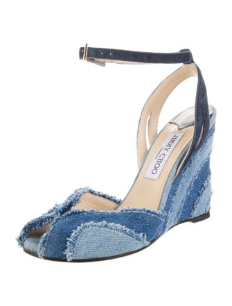 Jimmy Choo Denim Colorblock Pattern Slingback Pumps
