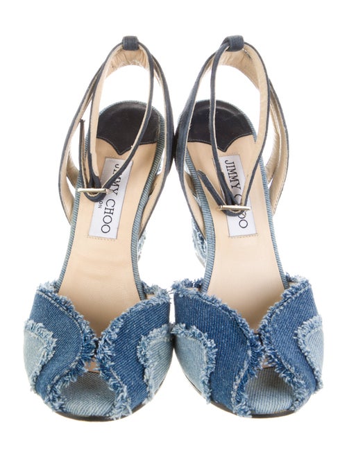 Jimmy Choo Denim Colorblock Pattern Slingback Pumps