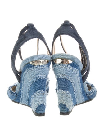 Jimmy Choo Denim Colorblock Pattern Slingback Pumps