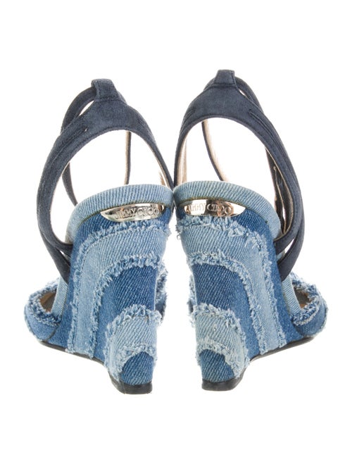 Jimmy Choo Denim Colorblock Pattern Slingback Pumps