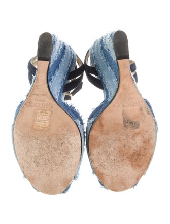 Jimmy Choo Denim Colorblock Pattern Slingback Pumps