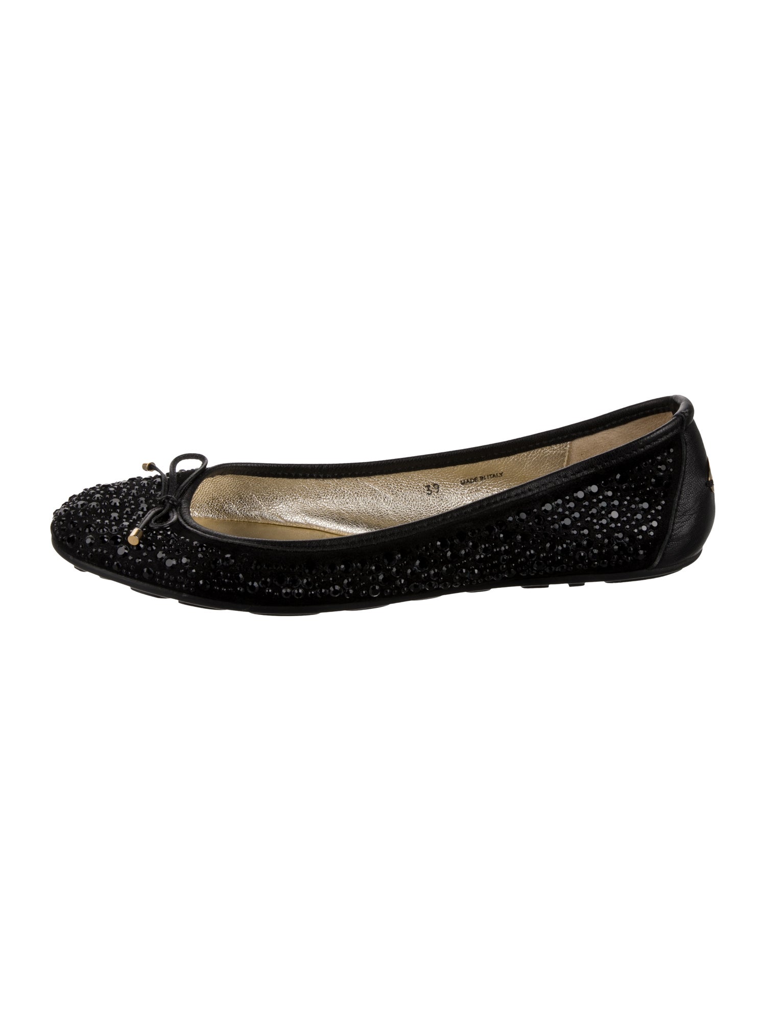 Jimmy Choo Crystal Bow Accents Ballet Flats