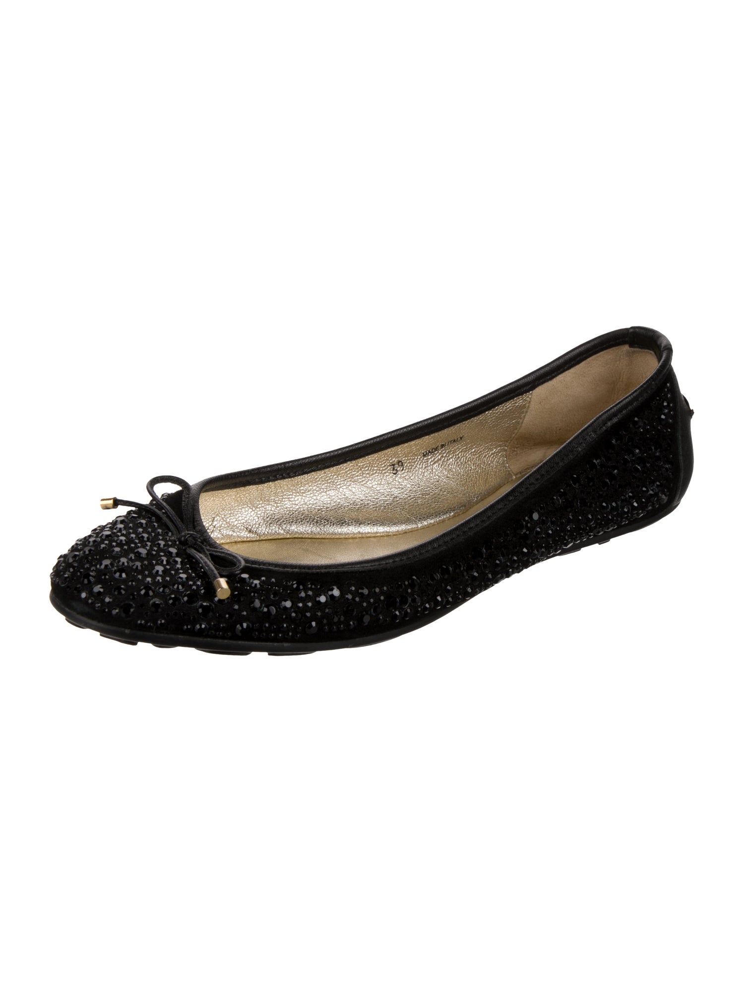 Jimmy Choo Crystal Bow Accents Ballet Flats