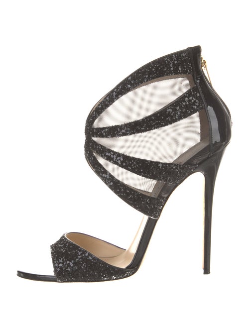 Jimmy Choo Patent Leather Mesh Accents Sandals