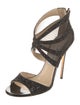 Jimmy Choo Patent Leather Mesh Accents Sandals