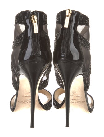 Jimmy Choo Patent Leather Mesh Accents Sandals
