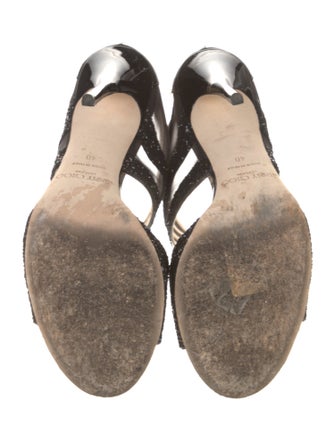 Jimmy Choo Patent Leather Mesh Accents Sandals