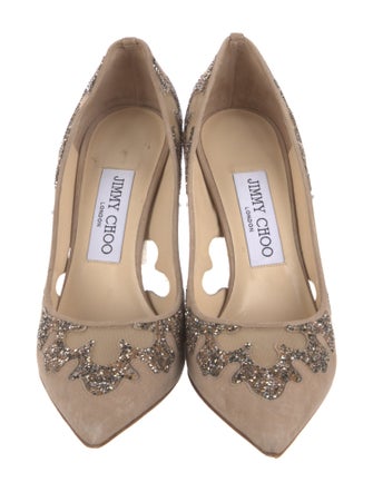 Jimmy Choo Suede Mesh Accents Pumps