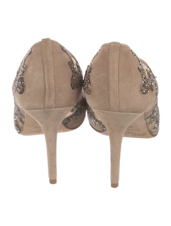 Jimmy Choo Suede Mesh Accents Pumps