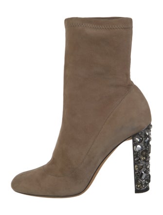 Jimmy Choo Suede Crystal Embellishments Sock Boots