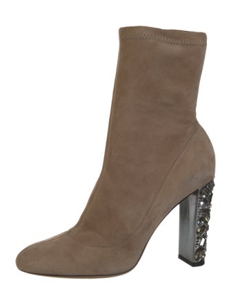 Jimmy Choo Suede Crystal Embellishments Sock Boots