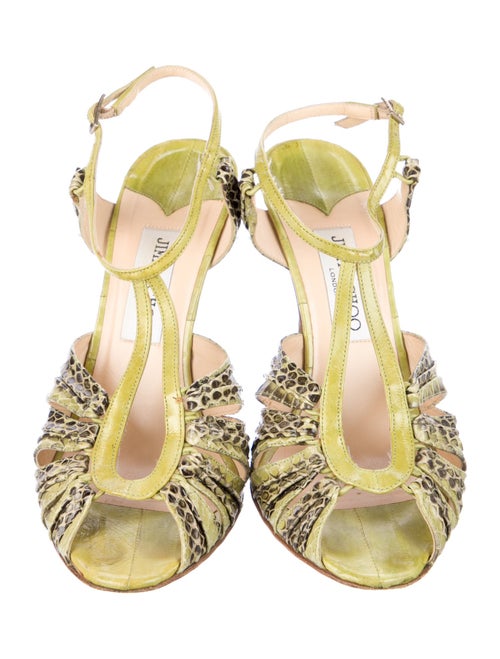 Jimmy Choo Leather Animal Print T-Strap Sandals