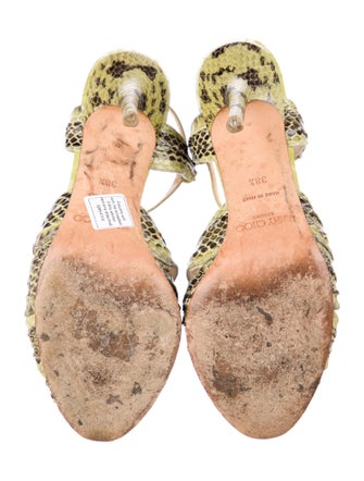 Jimmy Choo Leather Animal Print T-Strap Sandals
